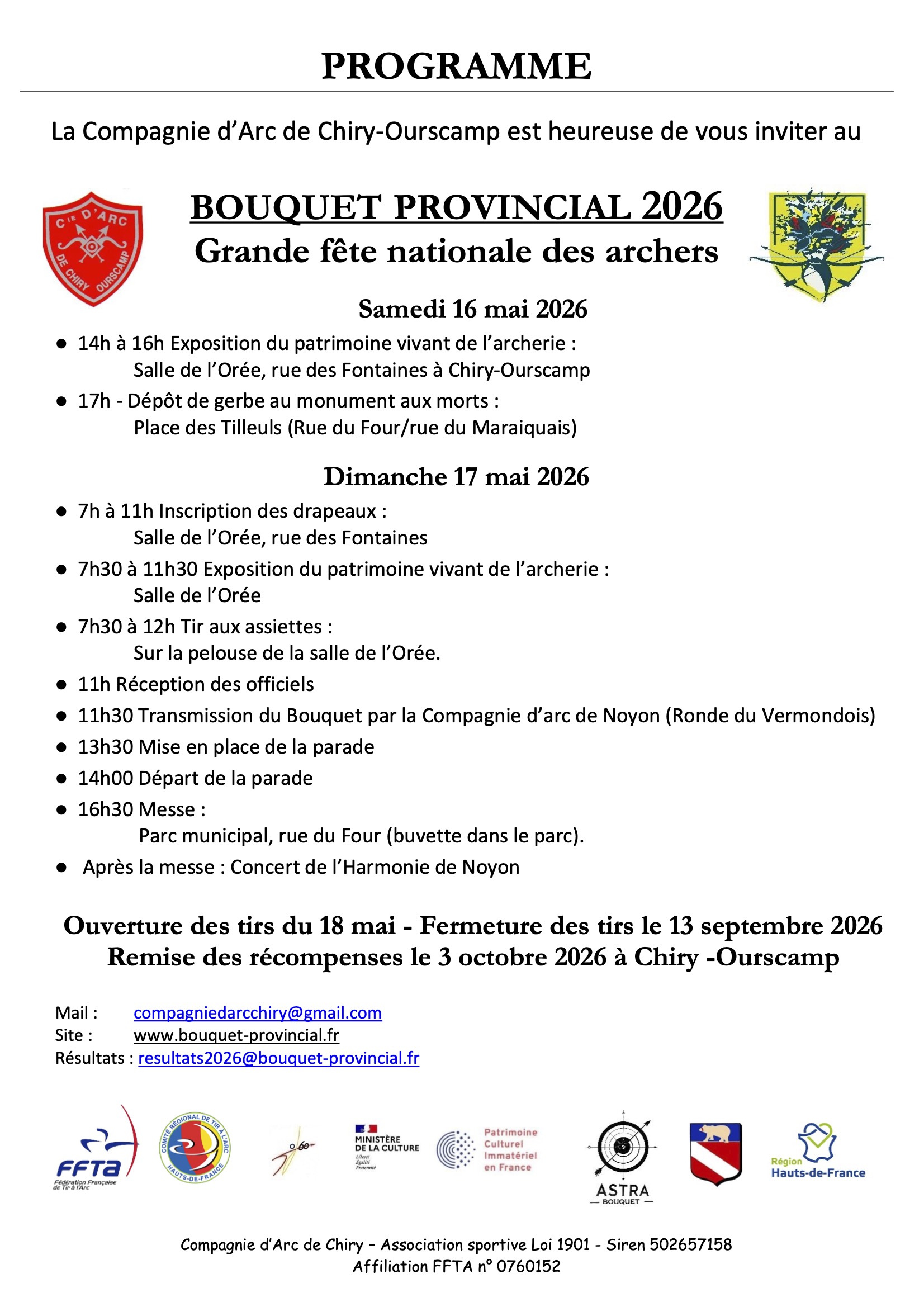 Bouquet Provincial 2026 Programme