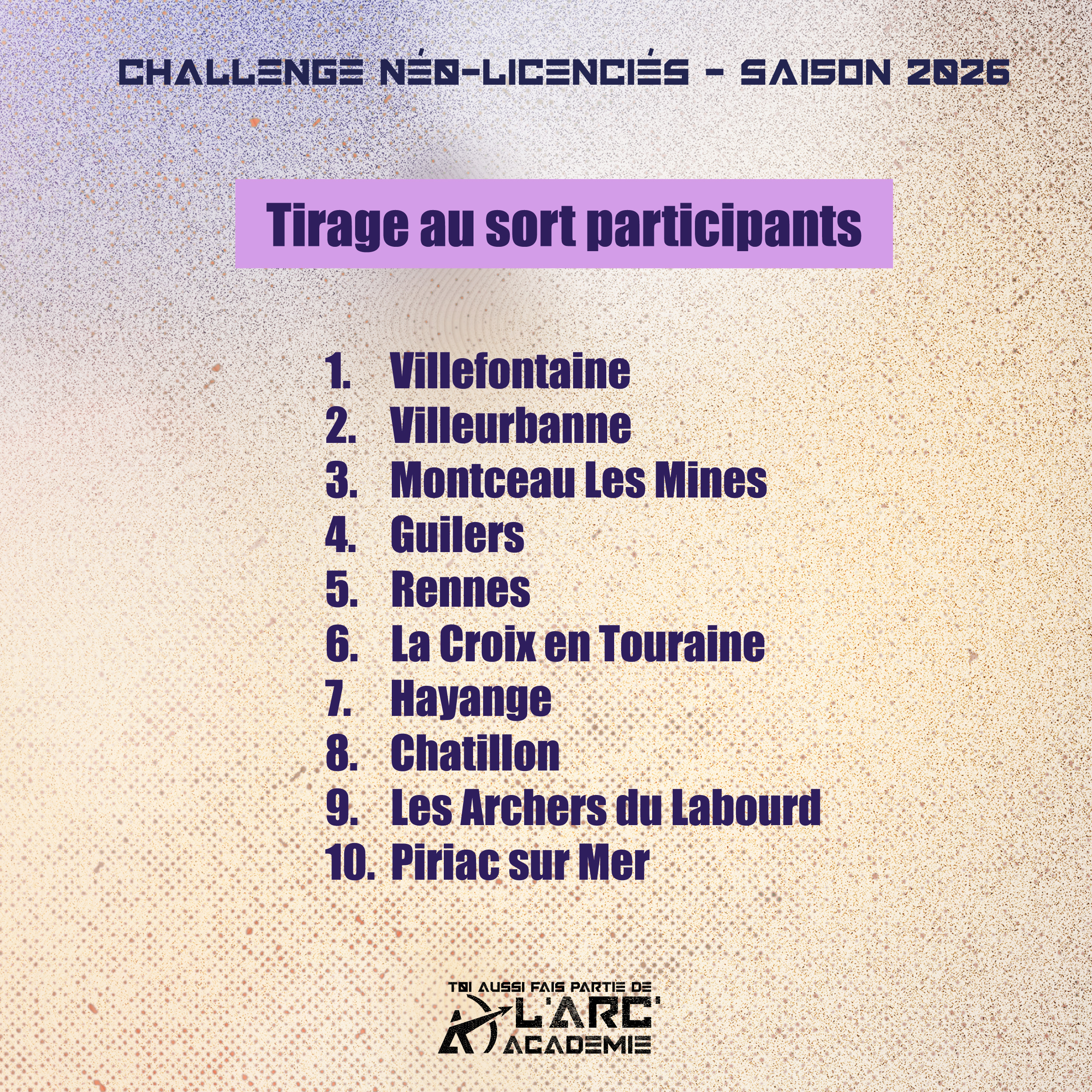 Challenge néo 2026 Tirage au sort