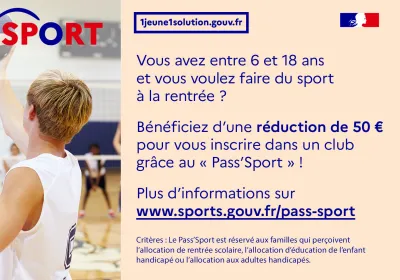 L'offre Pass'Sport prolongée jusqu'au 28 février 2022 - 50€ de remise sur la licence 